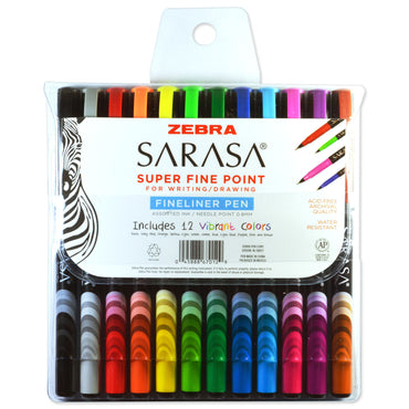 Sarasa® Fineliner Pens, Assorted, 12-Pack