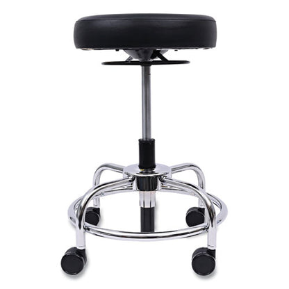 Alera Hl Series Height-adjustable Utility Stool, Backless, Supports Up To 300 Lb, 24" Seat Height, Black Seat, Chrome Base