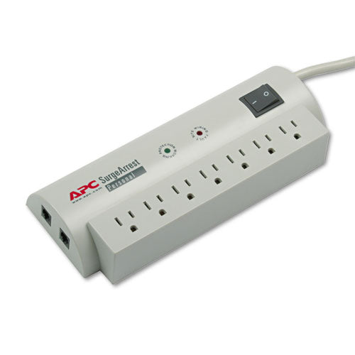 Surgearrest Personal Power Surge Protector, 7 Ac Outlets, 6 Ft Cord, 240 J, Beige