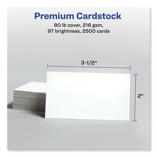 Printable Microperforated Business Cards W/sure Feed Technology, Laser, 2 X 3.5, White, 2,500 Cards, 10/sheet, 250 Sheets/box