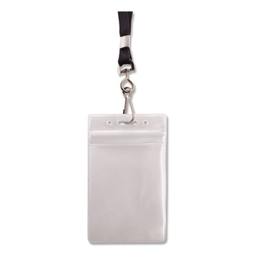 Resealable Badge Holders Combo Pack, 36" Lanyard, Vertical, Transparent Frost 3.68" X 5" Holder, 2.38" X 3.75" Insert, 20/pk