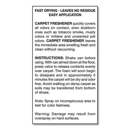 No-vacuum Carpet Freshener, Fresh Scent, 14 Oz Aerosol Spray, 12/carton