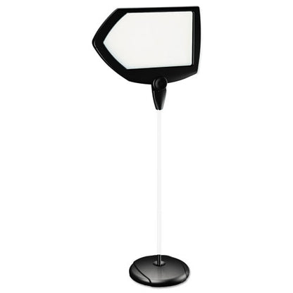 Magnetic Dry Erase Floor Stand Signs, Arrow, Adjusts Up To 63" Tall, Black/silver Stand, White 25" X 17" Face