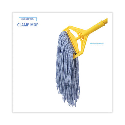 Mop Head, Standard Head, Cotton/synthetic Fiber, Cut-end, #24, Blue, 12/carton