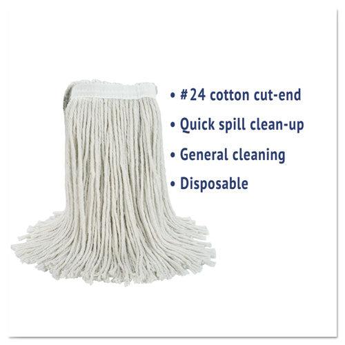 Cut-end Wet Mop Head, Cotton, No. 24, White