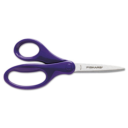 Student Scissors, Pointed Tip, 7" Long, 3" Cut Length, Straight Handle, Randomly Assorted Handle Color