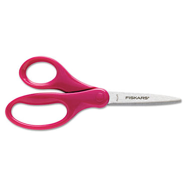 Student Scissors, Pointed Tip, 7" Long, 3" Cut Length, Straight Handle, Randomly Assorted Handle Color