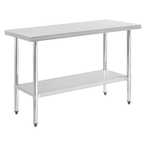 Work Table With Undershelf, Rectangular, 72 X 30 X 35, Silver Top, Silver Base/legs