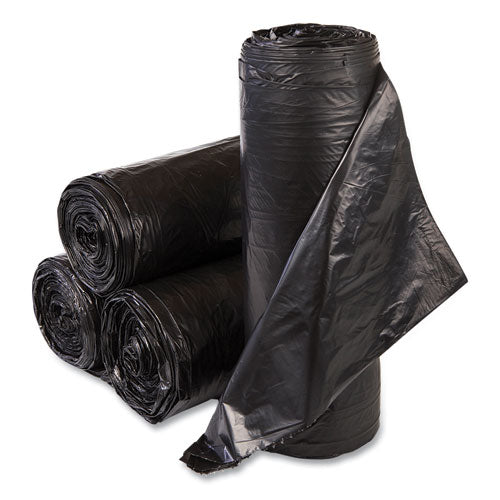 High-density Commercial Can Liners, 55 Gal, 22.1 Mic, 36" X 60", Black, Interleaved Roll, 25 Bags/roll, 6 Rolls/carton