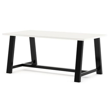 Midtown Bistro Dining Table With Four Navy Kool Barstools, 36 X 72 X 41, Designer White