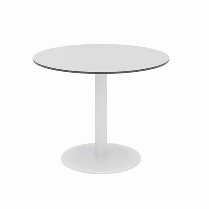 Eveleen Outdoor Patio Table, Four Mocha Powder-coated Polymer Chairs, Round, 36" Dia X 29h, Fashion Gray