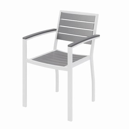 Eveleen Outdoor Patio Table With Six Gray Powder-coated Polymer Chairs, 32 X 55 X 29, Gray