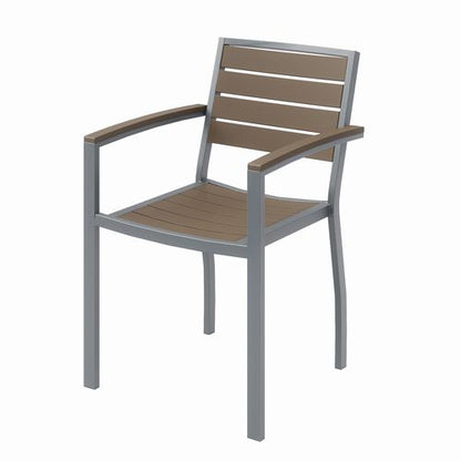 Eveleen Outdoor Patio Table With Four Mocha Powder-coated Polymer Chairs, Square, 32", Mocha