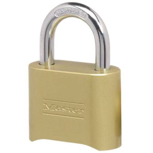 Resettable Combination Padlock, 2" Wide, Brass