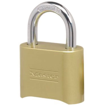 Resettable Combination Padlock, 2" Wide, Brass