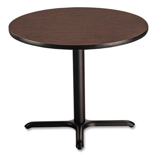 Cafe Table, 36" Diameter X 30h, Round Top/x-base, Mahogany Top, Black Base