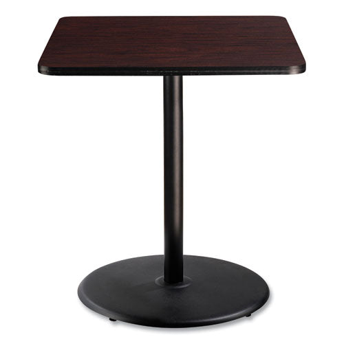 Cafe Table, 36w X 36d X 42h, Square Top/round Base, Mahogany Top, Black Base