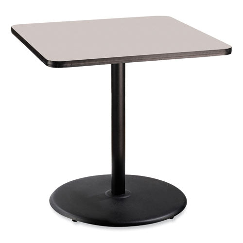 Cafe Table, 36w X 36d X 36h, Square Top/round Base, Gray Nebula Top, Black Base