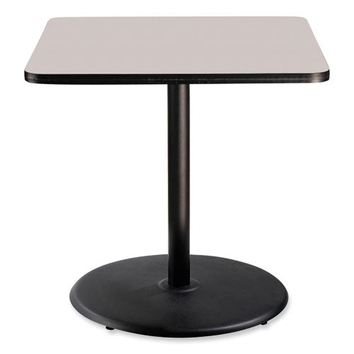 Cafe Table, 36w X 36d X 36h, Square Top/round Base, Gray Nebula Top, Black Base