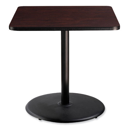 Cafe Table, 36w X 36d X 36h, Square Top/round Base, Mahogany Top, Black Base