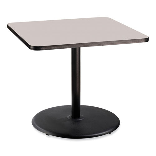 Cafe Table, 36w X 36d X 30h, Square Top/round Base, Gray Nebula Top, Black Base