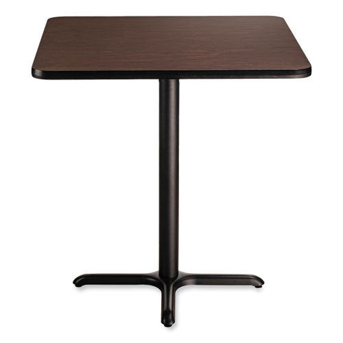 Cafe Table, 36w X 36d X 36h, Square Top/x-base, Mahogany Top, Black Base