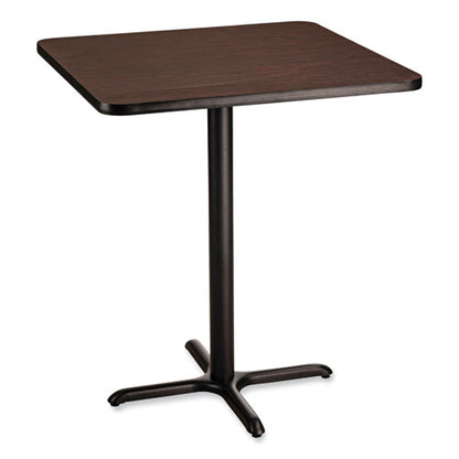 Cafe Table, 36w X 36d X 30h, Square Top/x-base, Mahogany Top, Black Base