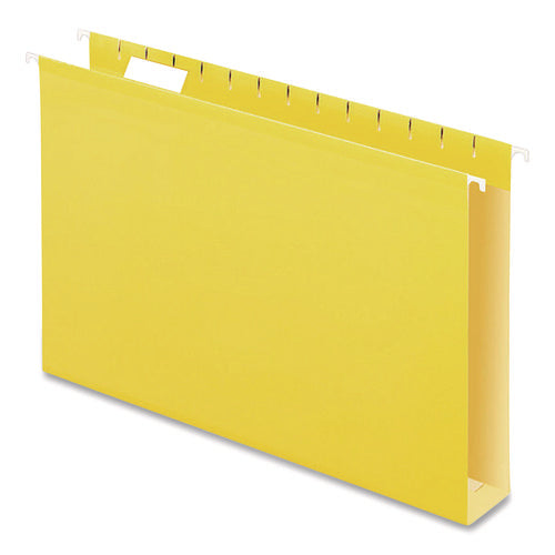 Extra Capacity Reinforced Hanging File Folders With Box Bottom, 2" Capacity, Legal Size, 1/5-cut Tabs, Yellow, 25/box