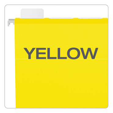 Ready-tab Colored Reinforced Hanging Folders, Letter Size, 1/5-cut Tabs, Yellow, 25/box