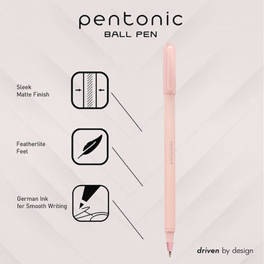 Pentonic Frost Pen, Stick, Fine 0.7 Mm, Red Ink, Pale Pink Barrel, 10/pack