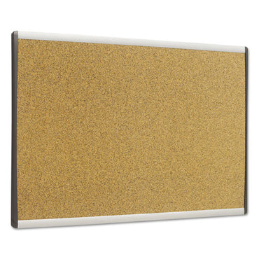 Arc Frame Cubicle Board, Cork Bulletin, 24" X 14", Tan Surface, Satin Aluminum Frame