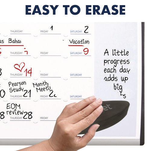 Arc Frame Cubicle Board, Monthly Planning/scheduling Calendar, 30" X 18", White Magnetic Surface, Satin Aluminum Frame