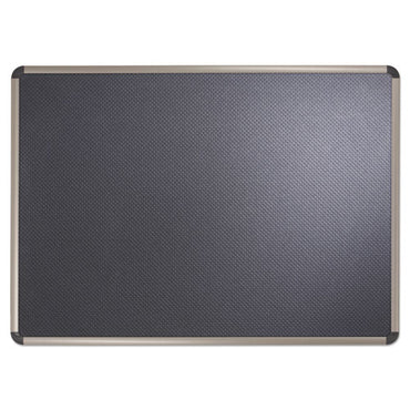 Prestige Euro Style Black Embossed Foam Bulletin Board, 36" X 24", Black Surface, Euro Titanium Finished Aluminum Frame