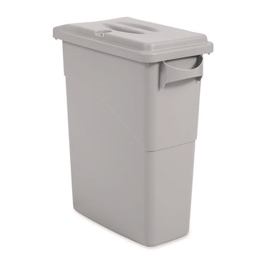 Slim Jim Confidential Document Waste Receptacle With Lid, 23 Gal, Light Gray