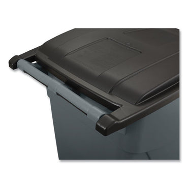 Square Brute Rollout Container, 50 Gal, Molded Plastic, Gray