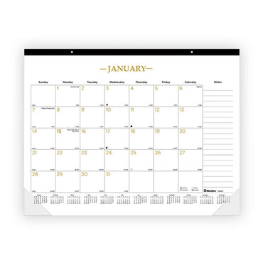 Gold Collection Monthly Desk Pad Calendar, 22 X 17, White Sheets, Black Headband, Clear Corners, 12-month (jan To Dec): 2025