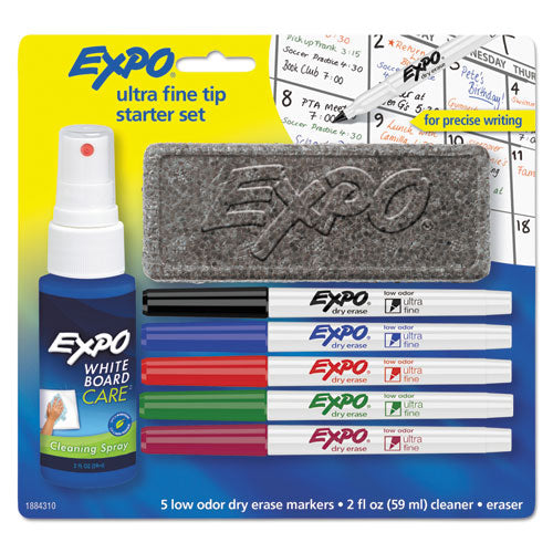 Low-odor Dry Erase Marker Starter Set, Extra-fine Bullet Tip, Assorted Colors, 5/set