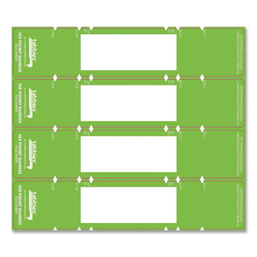 File Pocket Handles, 9.63 X 2, Green/white,  4/sheet, 12 Sheets/pack