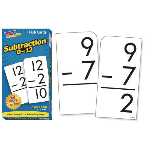 Skill Drill Flash Cards, Subtraction, 3 X 6, Black And White, 91/pack