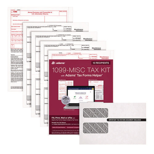 4-part 1099-misc Tax Form Kit With Security Envelopes And Tax Forms Helper, 2024, 8 X 5, 2 Forms/sheet, 10 Forms Total