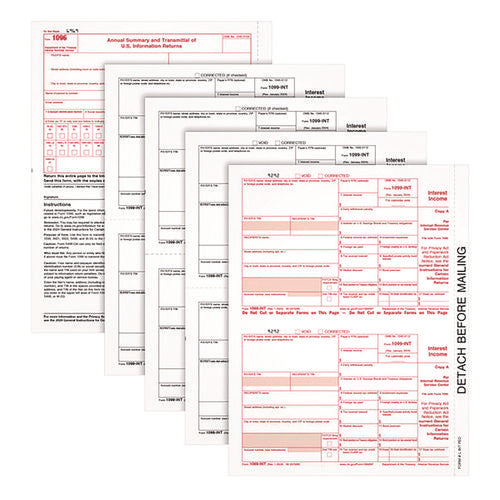 4-part 1099-int Tax Forms With Tax Forms Helper, Fiscal Year: 2024, 4-part Carbonless, 8 X 5.5, 2 Forms/sheet, 24 Forms Total