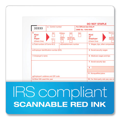 W-2 Tax Forms For Inkjet/laser Printers, Fiscal Year: 2023, Six-part Carbonless, 8.5 X 5.5, 2 Forms/sheet, 50 Forms Total