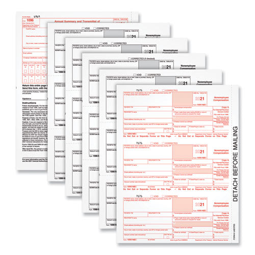 1099-nec Tax Forms, Fiscal Year: 2023, Five-part Carbonless, 8.5 X 3.5, 3 Forms/sheet, 50 Forms Total