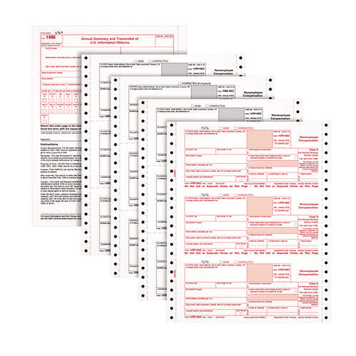 4-part 1099-nec Continuous Feed Tax Forms, Fiscal Year: 2024, Four-part Carbonless, 8.5 X 5.5, 2 Forms/sheet, 24 Forms Total