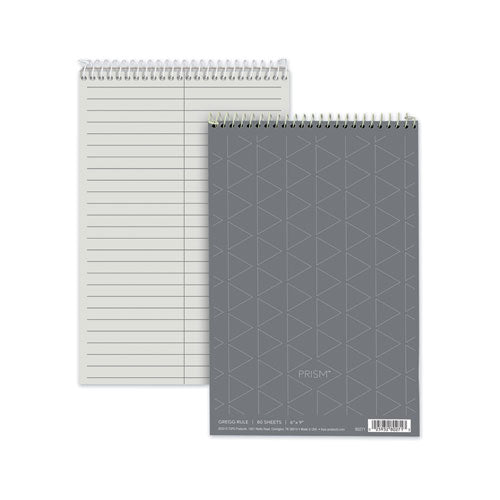 Prism Steno Pads, Gregg Rule, Gray Cover, 80 Gray 6 X 9 Sheets, 4/pack