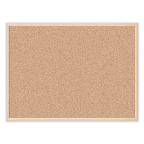 Cork Bulletin Board, 47" X 35", Tan Surface, Birch Finished Wood Frame