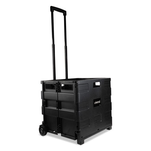 Collapsible Mobile Storage Crate, Plastic, 18.25 X 15 X 18.25 To 39.37, Black