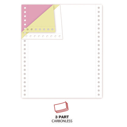 Printout Paper, 3-part, 15 Lb Bond Weight, 9.5 X 11, White/canary/pink, 1,200/carton