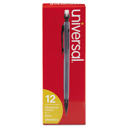 Mechanical Pencil, 0.7 Mm, Hb (#2), Black Lead, Smoke/black Barrel, Dozen