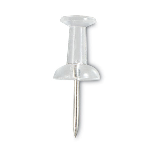 Clear Push Pins, Plastic, Clear, 0.38", 400/pack